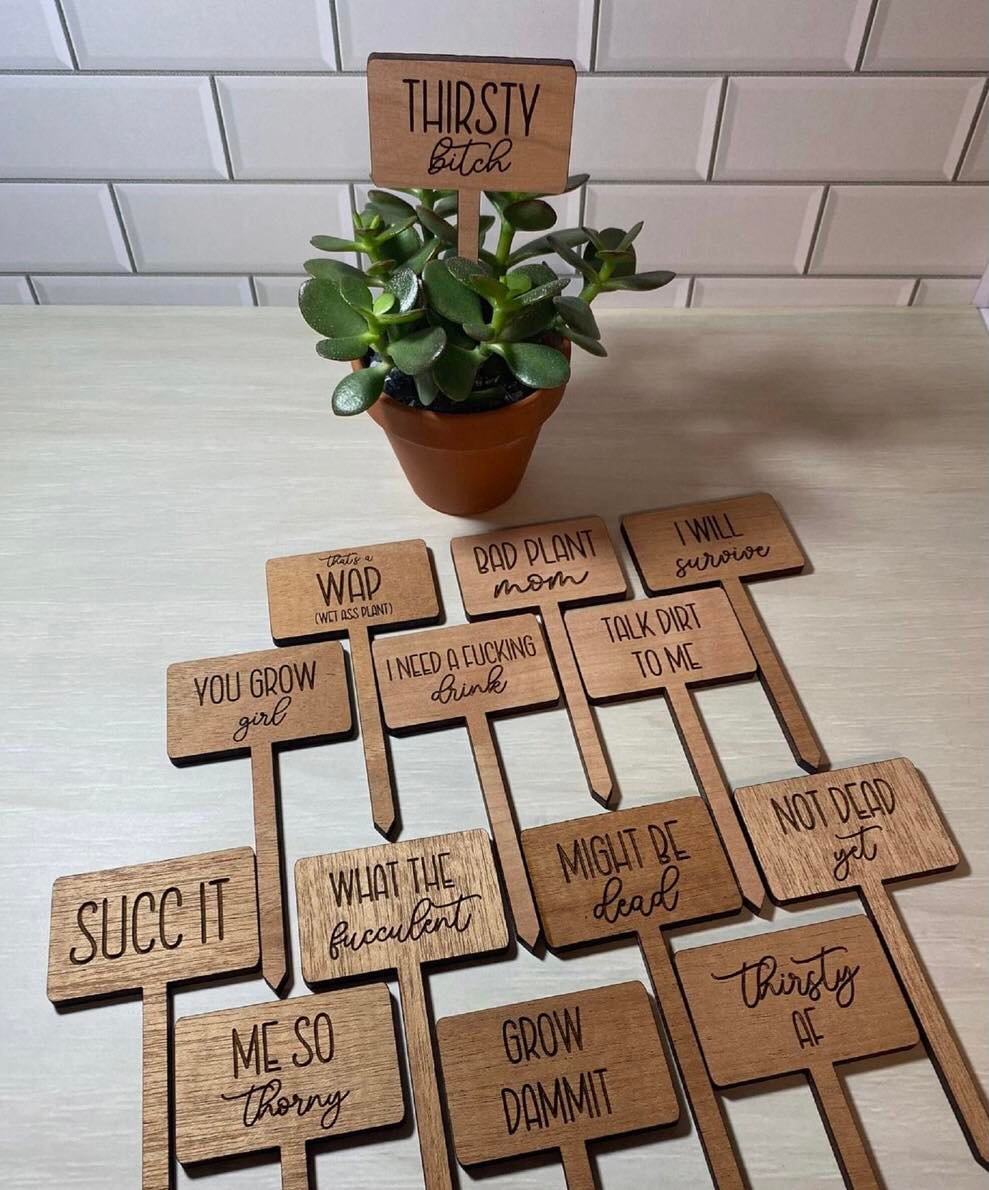 Whittled Wisdom - Plant Signs (Qty-5)