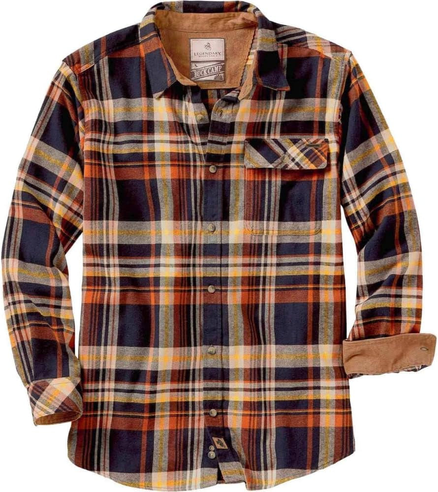 Men'S Flannel Shirt Long Sleeve Button down 100% Cotton