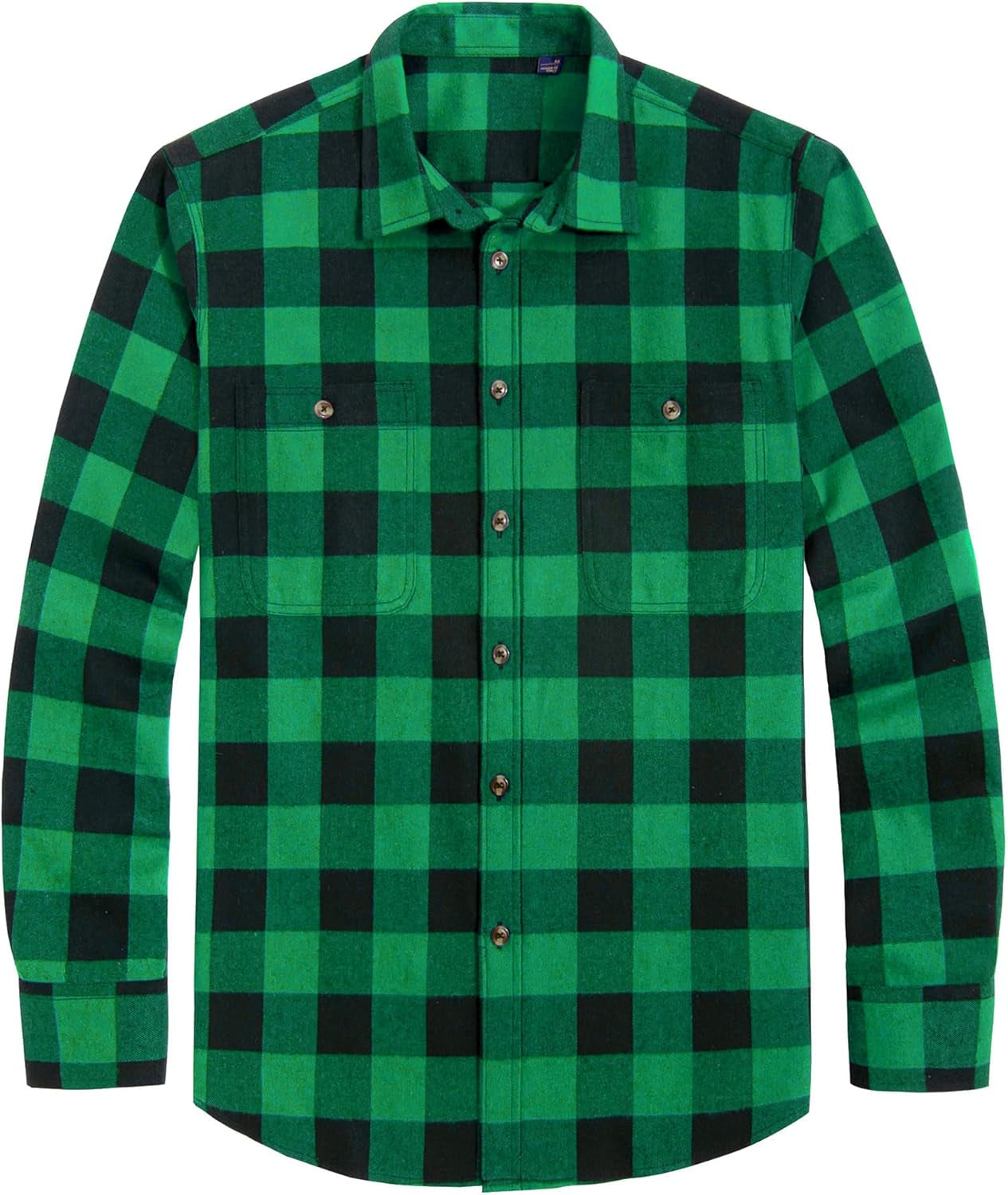 Flannel Shirt for Men Plaid Long Sleeve Casual Button down Shirts Regular Fit Cotton Buffalo Checkered Top with Pockets
