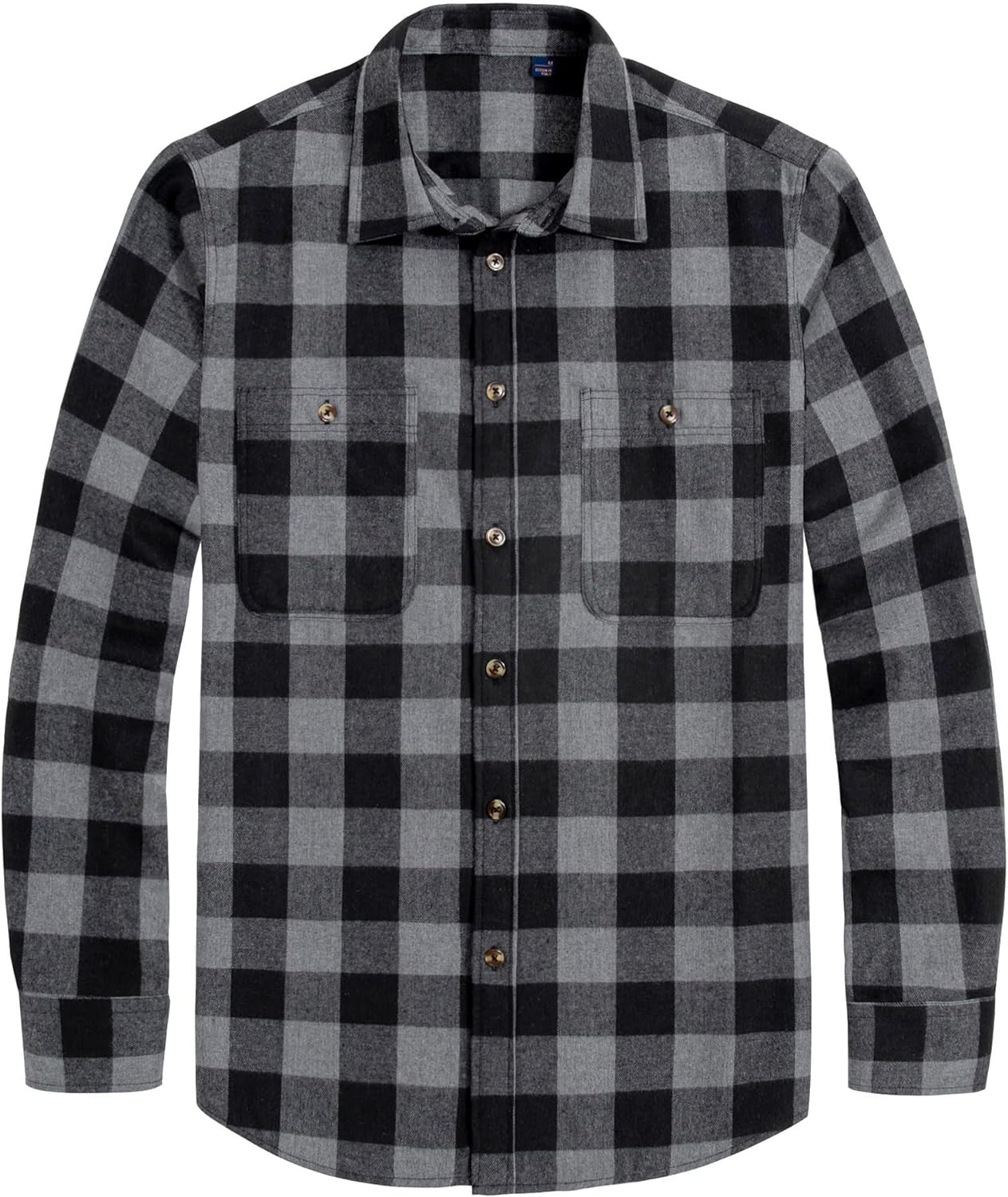 Flannel Shirt for Men Plaid Long Sleeve Casual Button down Shirts Regular Fit Cotton Buffalo Checkered Top with Pockets