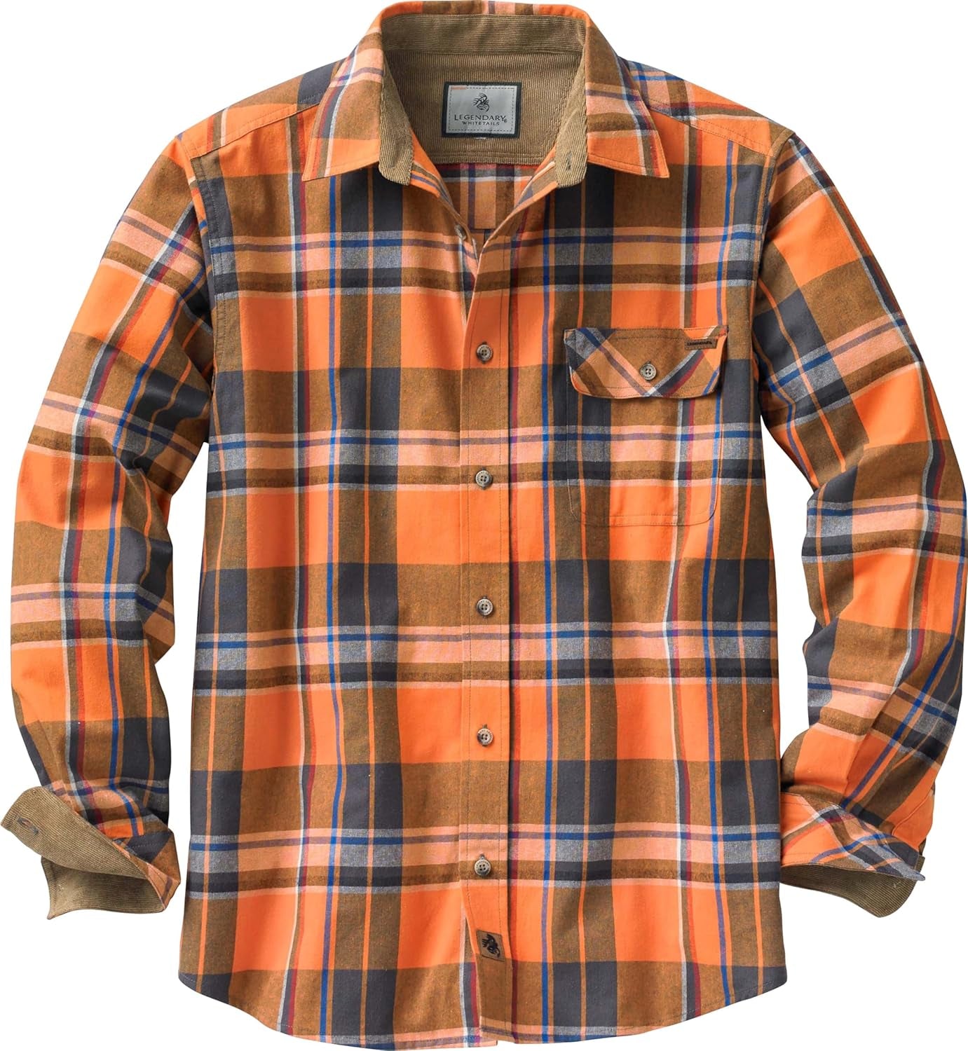 Men'S Flannel Shirt Long Sleeve Button down 100% Cotton