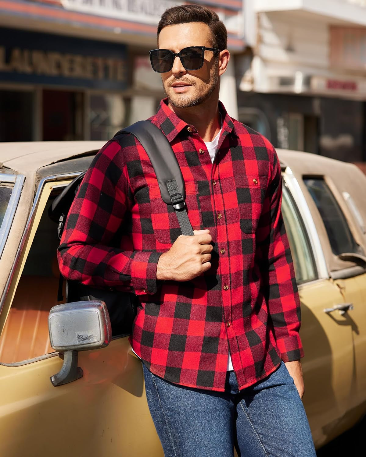 Flannel Shirt for Men Plaid Long Sleeve Casual Button down Shirts Regular Fit Cotton Buffalo Checkered Top with Pockets