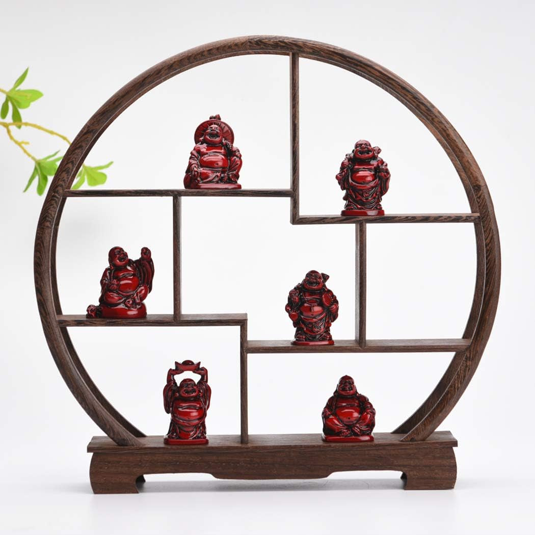 BRABUD 2'' Red Resin Laughing Buddha Figurines Good Gift and Collection Set of 6