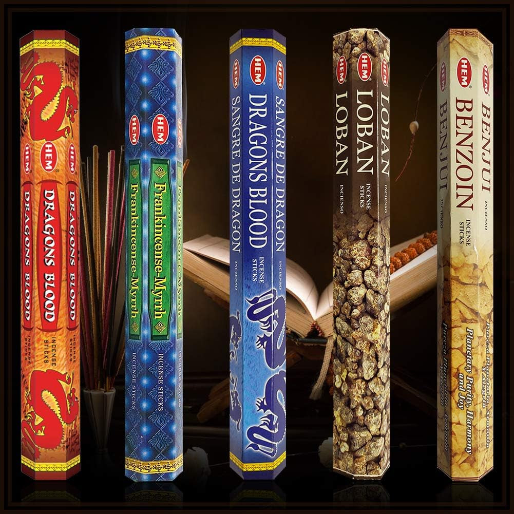 Hem Incense Sticks Variety Pack #3 and Incense Stick Holder Bundle with 5 Popular Based Fragrances