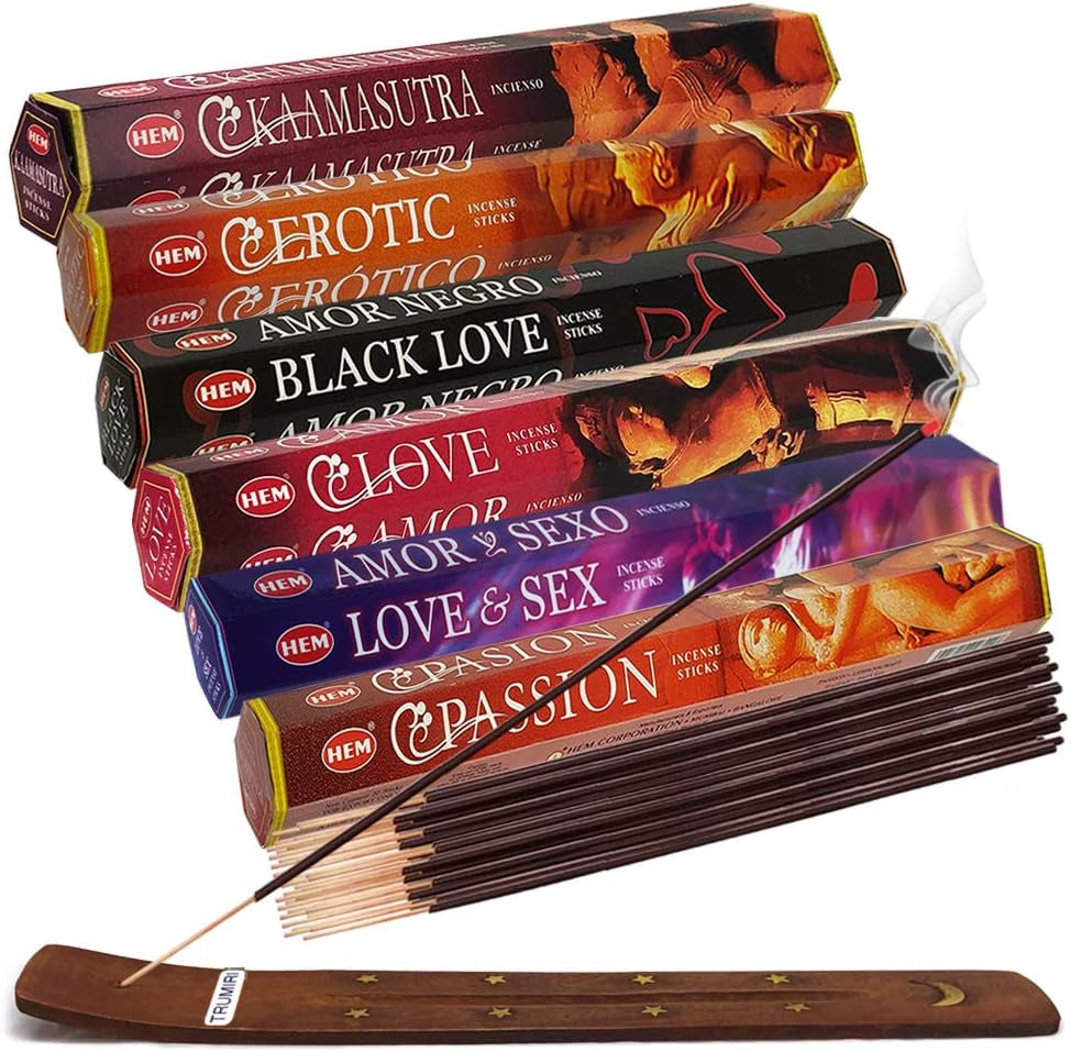 Hem Incense Sticks Variety Pack #27 and Incense Stick Holder Bundle with 6 Leafy Fragrances