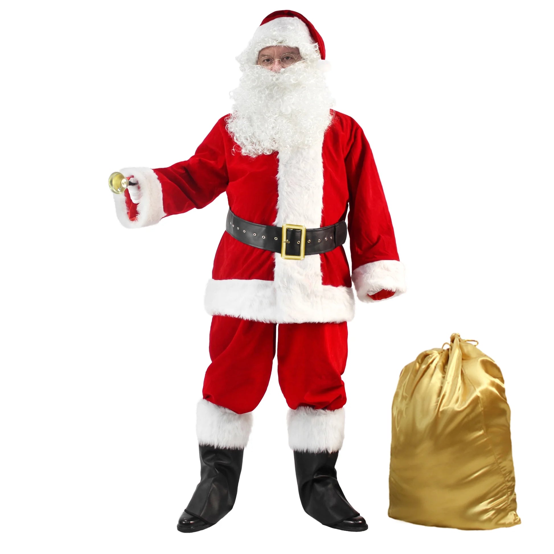 Men'S Deluxe Santa Suit 11PC. Christmas Adult Santa Claus Costume -M