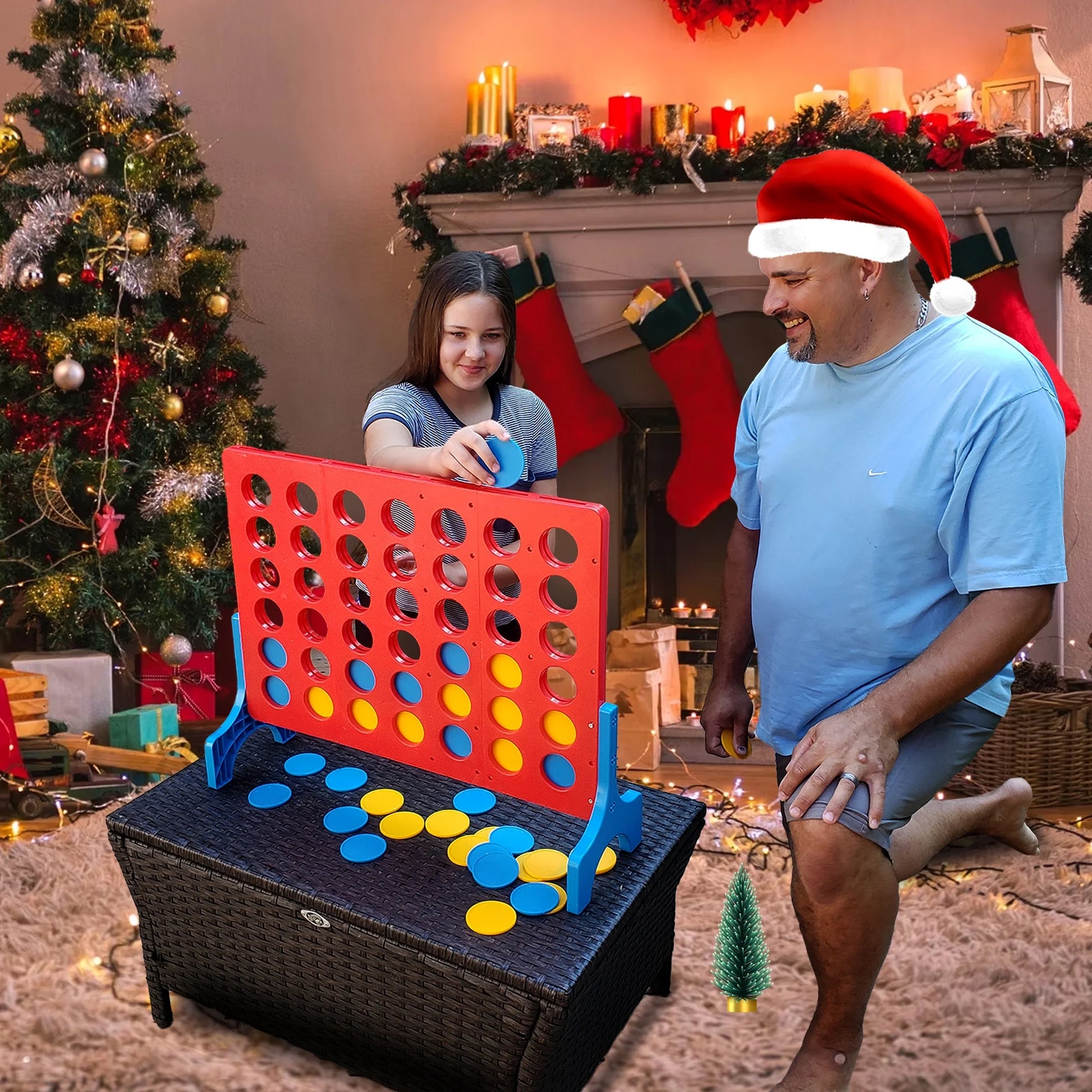 4 in a Row Connect Games | Outdoor Board Game | Giant Family Fun Lawn & Yard Games | Tabletop outside Game for Adults & Kids | Family Gatherings,Backyard,Carnival (Large - 4 in a Row)