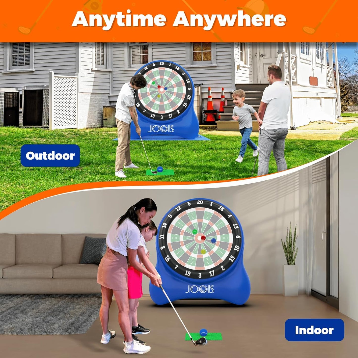 6.5Ft Giant Inflatable Golf Dart Board with Air Pump & 20+ Games - Includes Game Manuals, Perfect Inflatable Games for Family Party, Giant Outdoor Yard Games, Backyard Golf Games, Carnival Games