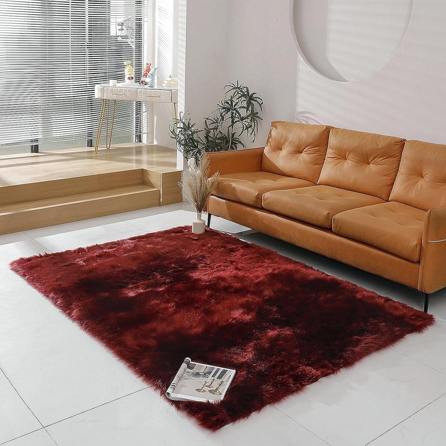 Faux Fur Rug Sheepskin Shag Fluffy Fuzzy Beige 2X3 Ft Small Rugs for Bedroom Bedside Bed Floor Living Room Plush High-Density Cushion Carpet Super Sofa Cover