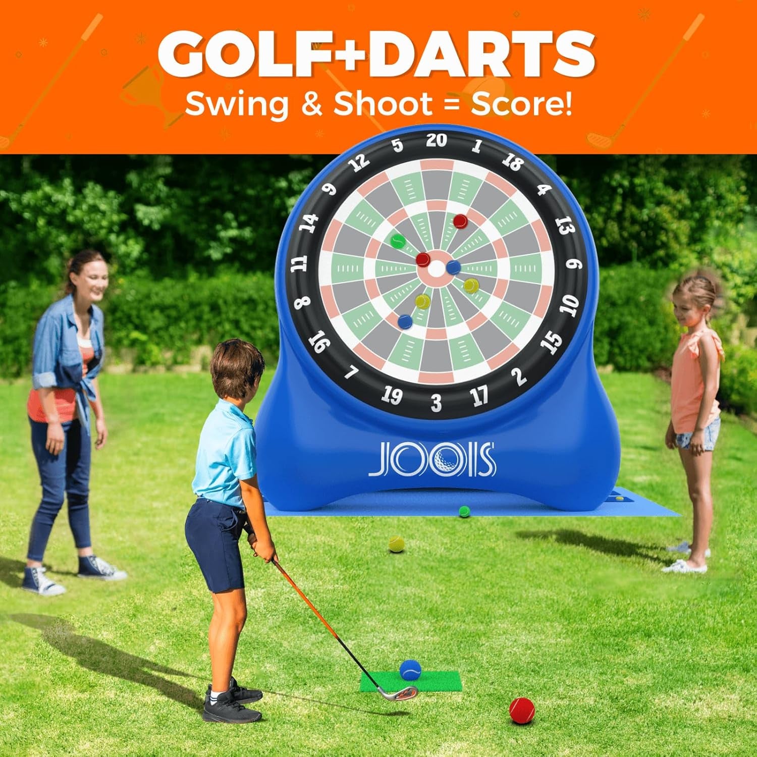 6.5Ft Giant Inflatable Golf Dart Board with Air Pump & 20+ Games - Includes Game Manuals, Perfect Inflatable Games for Family Party, Giant Outdoor Yard Games, Backyard Golf Games, Carnival Games