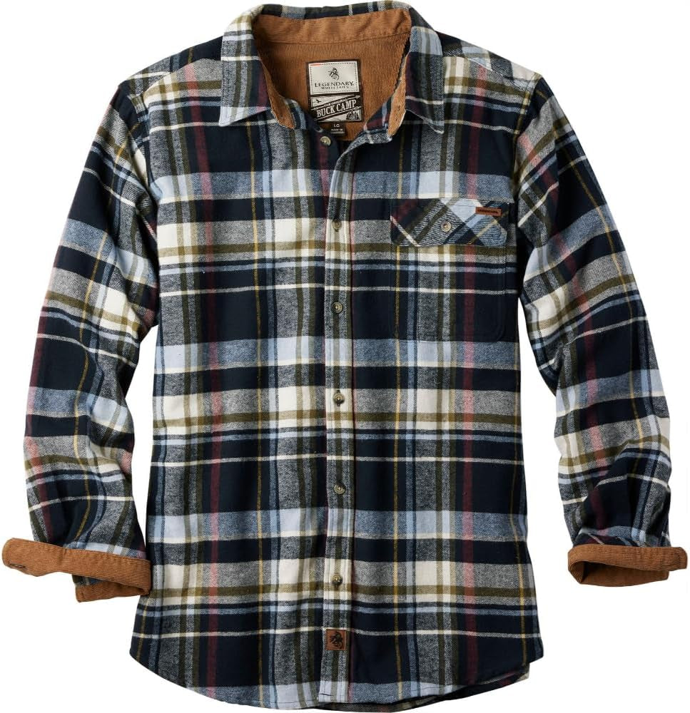 Men'S Flannel Shirt Long Sleeve Button down 100% Cotton