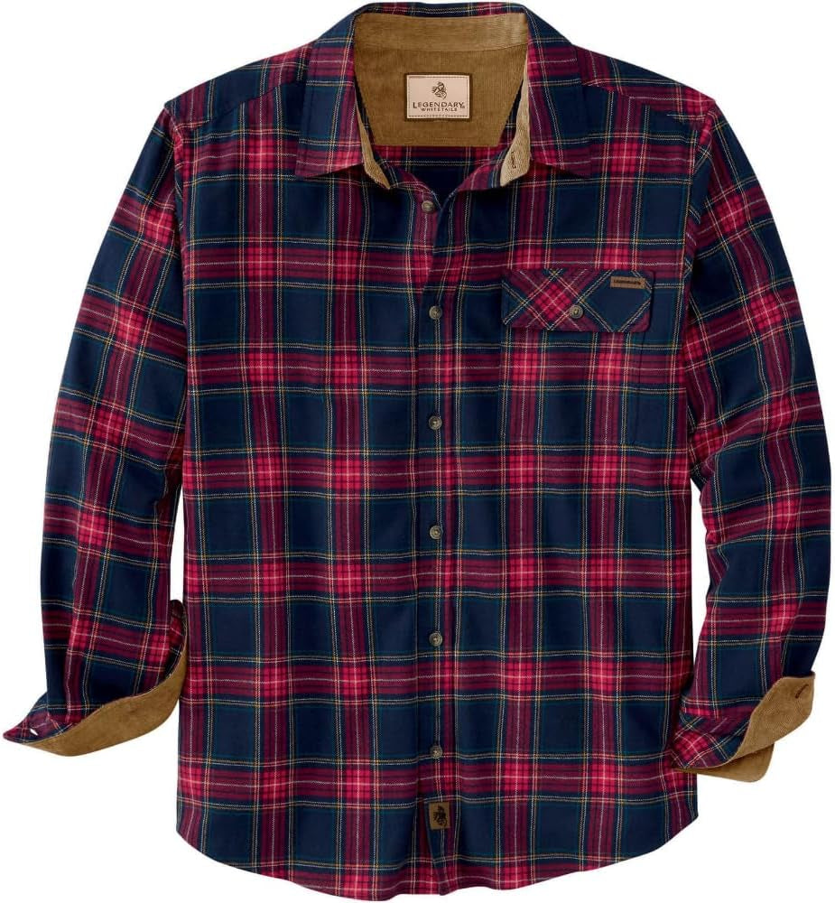 Men'S Flannel Shirt Long Sleeve Button down 100% Cotton