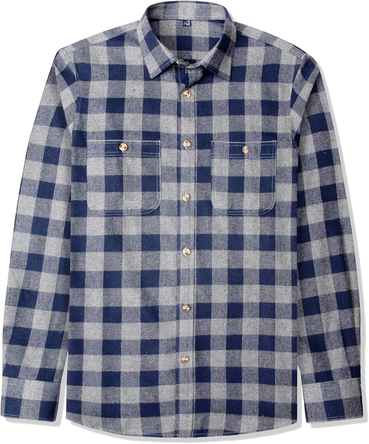 Flannel Shirt for Men Plaid Long Sleeve Casual Button down Shirts Regular Fit Cotton Buffalo Checkered Top with Pockets