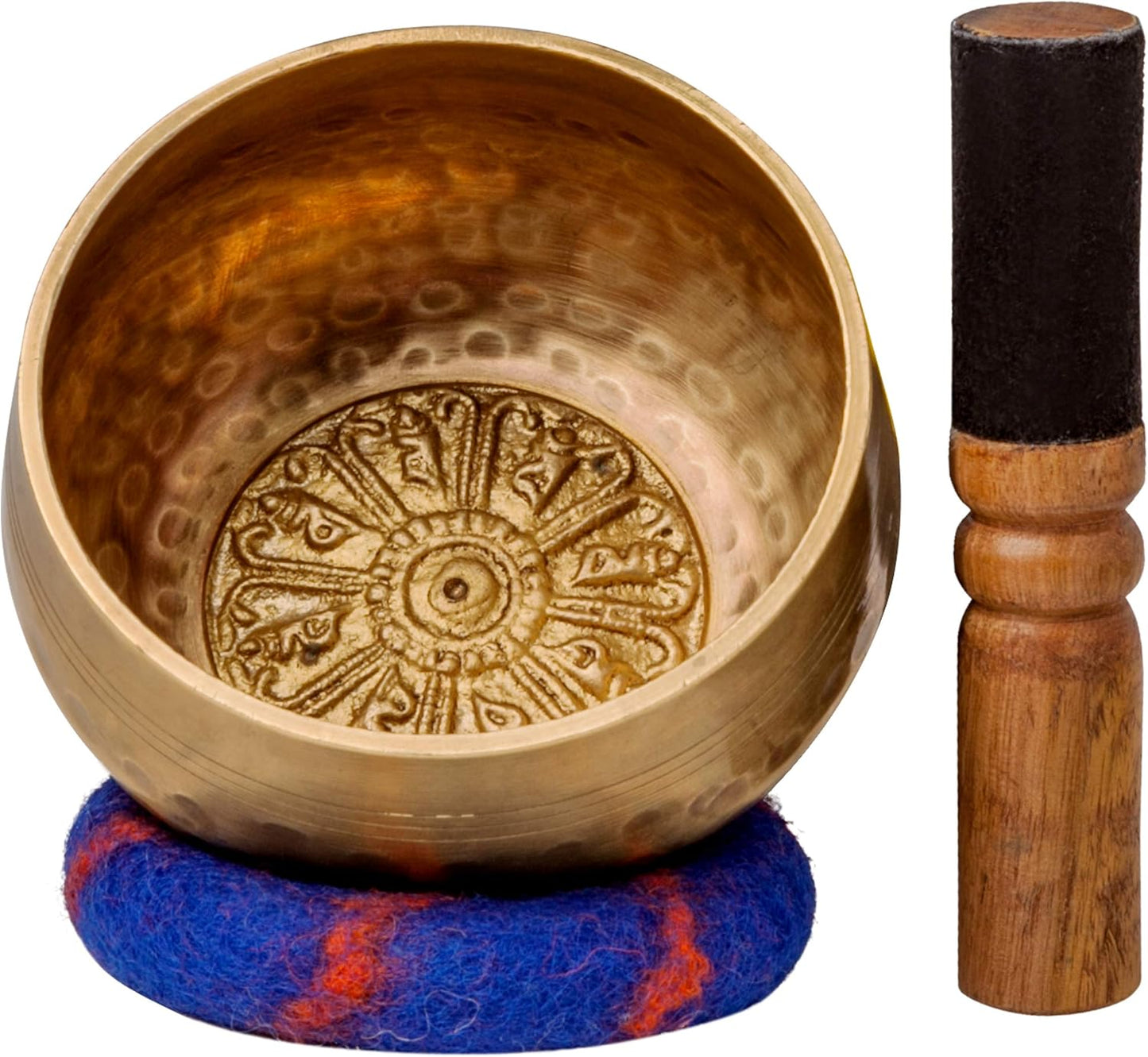 Tibetan Singing Bowl Set by  — Hand Hammered Lingam Meditation Sound Bowl — Yoga, Chakra Balancing, Mindfulness, Stress and Anxiety Relief