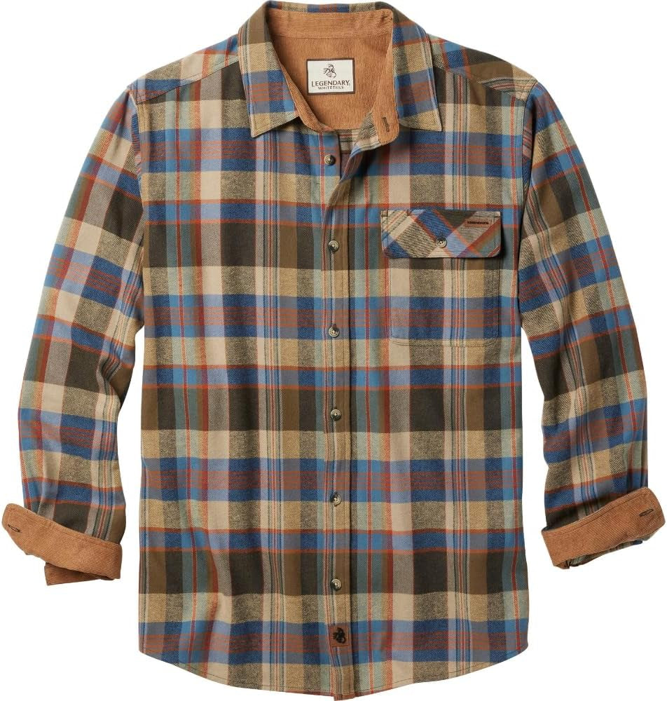 Men'S Flannel Shirt Long Sleeve Button down 100% Cotton