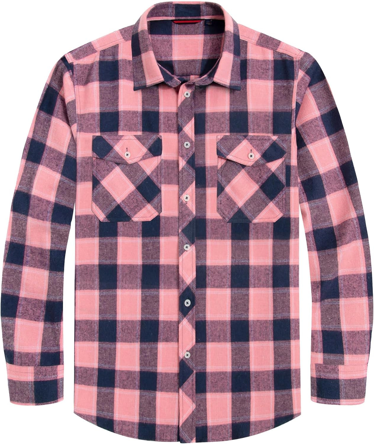 Flannel Shirt for Men Plaid Long Sleeve Casual Button down Shirts Regular Fit Cotton Buffalo Checkered Top with Pockets