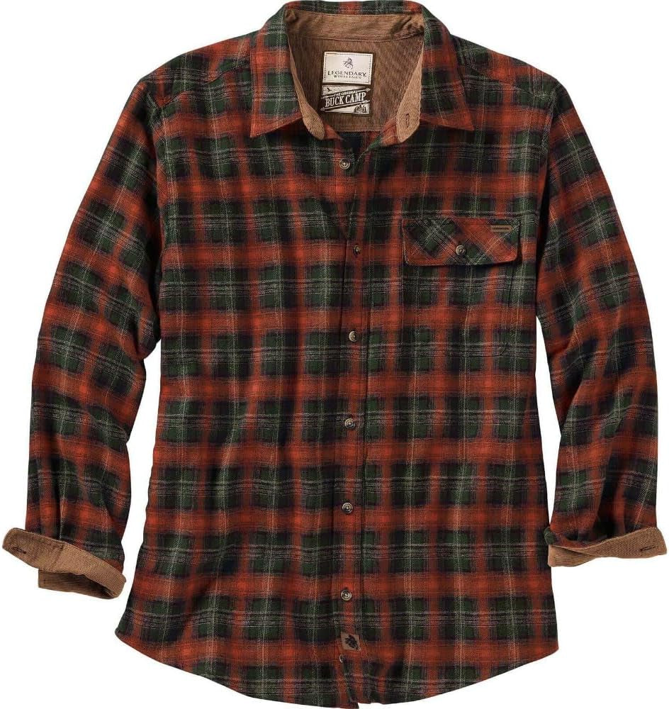 Men'S Flannel Shirt Long Sleeve Button down 100% Cotton
