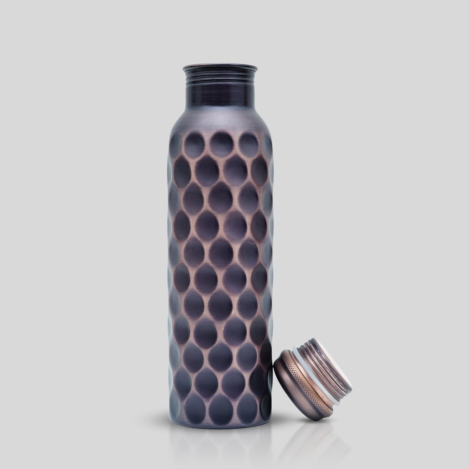 Pure Copper Water Bottle 34 Oz Leak Proof 100% Pure - Ayurvedic Copper Vessel - Drink More Water and Enjoy the Health Benefits Immediately - for Gym, Yoga Bottle (Diamond 2)