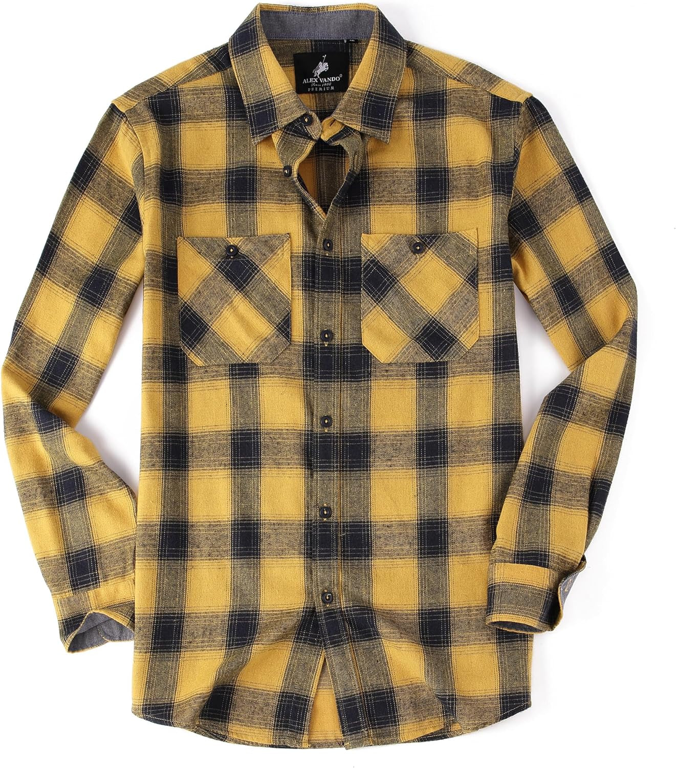 Mens Button down Shirts Flannel Shirt Long Sleeve