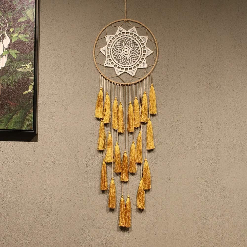 Macrame Dream Catchers for Bedroom - Tassel Wall Hanging Handmade Dreamcatchers Home Decor with Tassel Feather Ornament Craft Blessing Gift (Mix Brown)