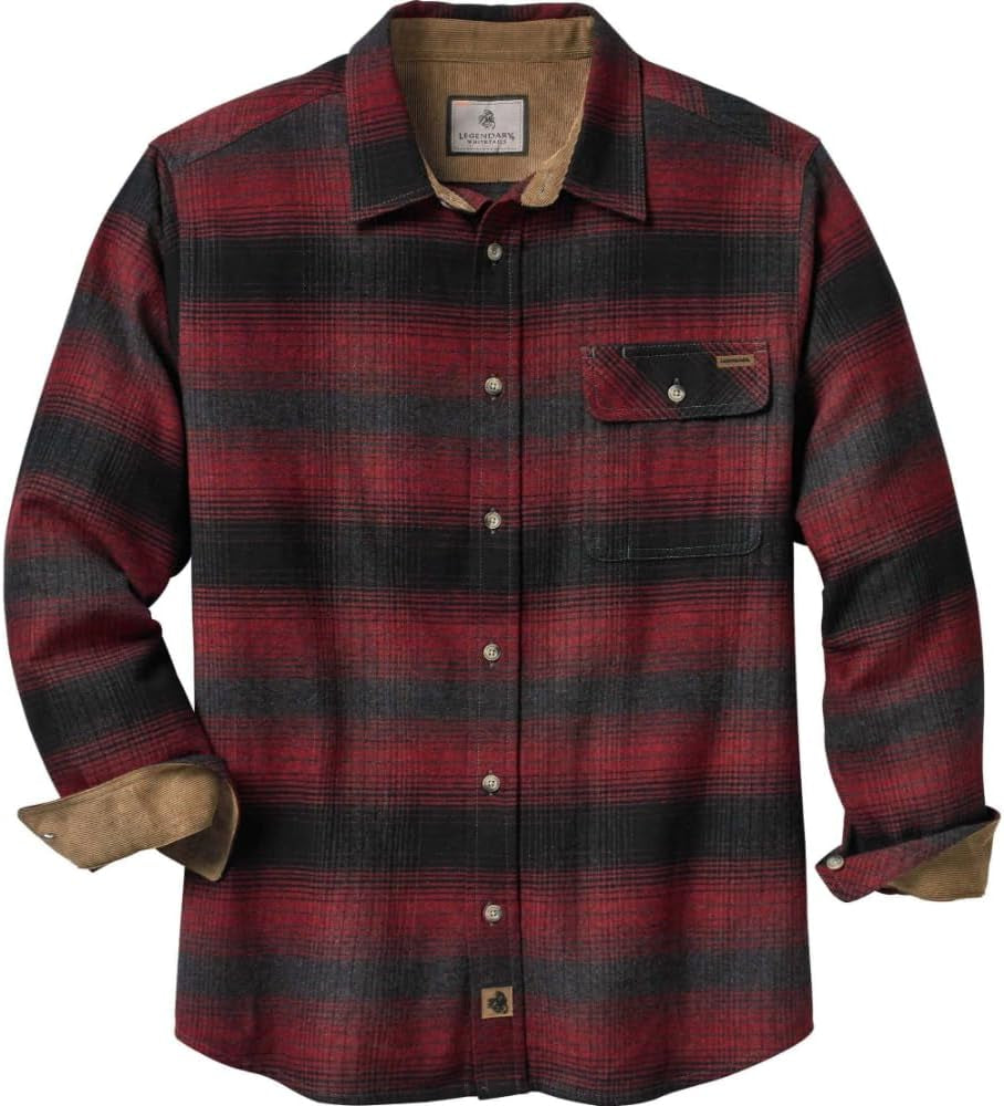 Men'S Flannel Shirt Long Sleeve Button down 100% Cotton