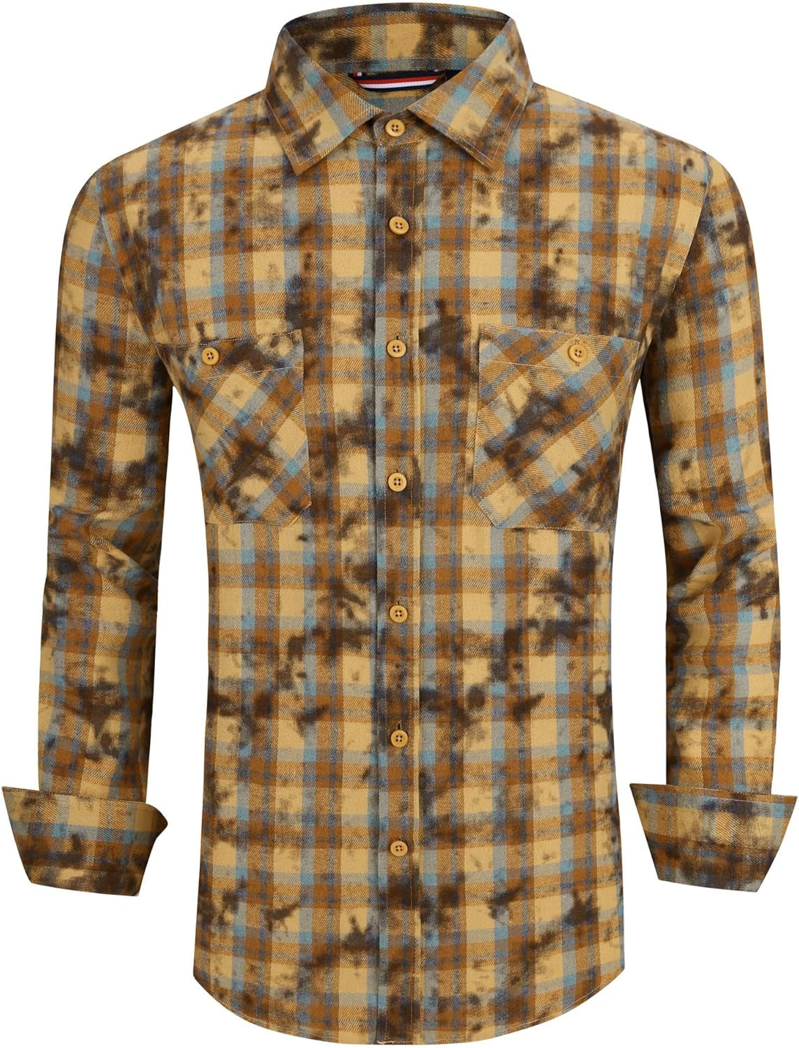 Mens Button down Shirts Flannel Shirt Long Sleeve