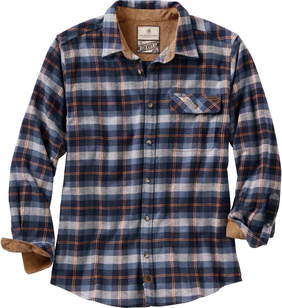 Men'S Flannel Shirt Long Sleeve Button down 100% Cotton