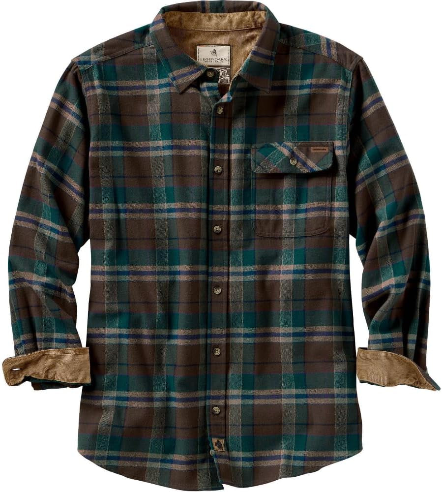 Men'S Flannel Shirt Long Sleeve Button down 100% Cotton