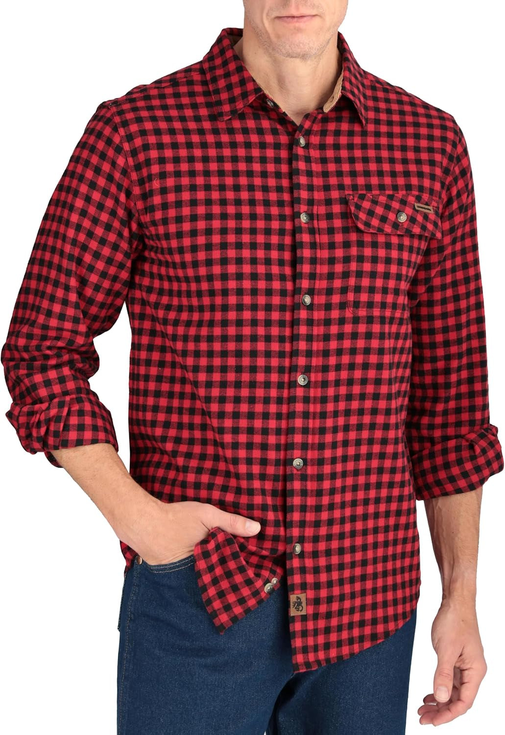 Men'S Flannel Shirt Long Sleeve Button down 100% Cotton