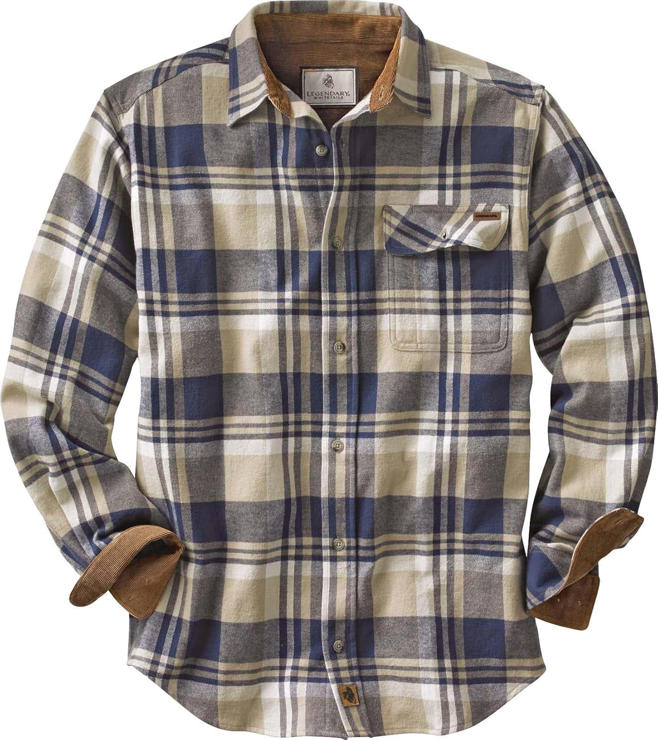 Men'S Flannel Shirt Long Sleeve Button down 100% Cotton