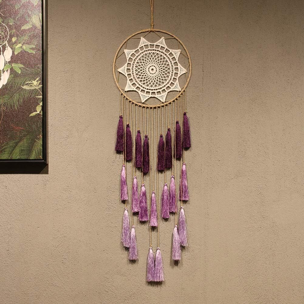 Macrame Dream Catchers for Bedroom - Tassel Wall Hanging Handmade Dreamcatchers Home Decor with Tassel Feather Ornament Craft Blessing Gift (Mix Brown)