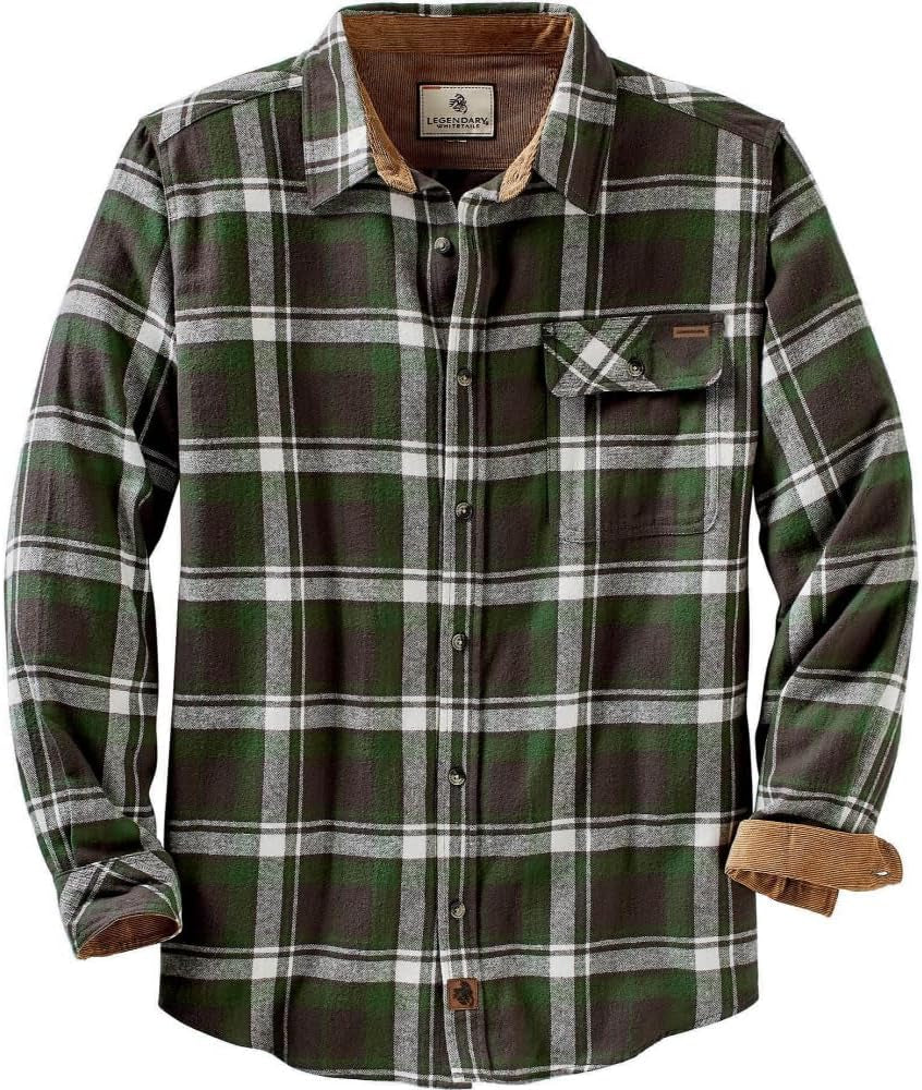 Men'S Flannel Shirt Long Sleeve Button down 100% Cotton