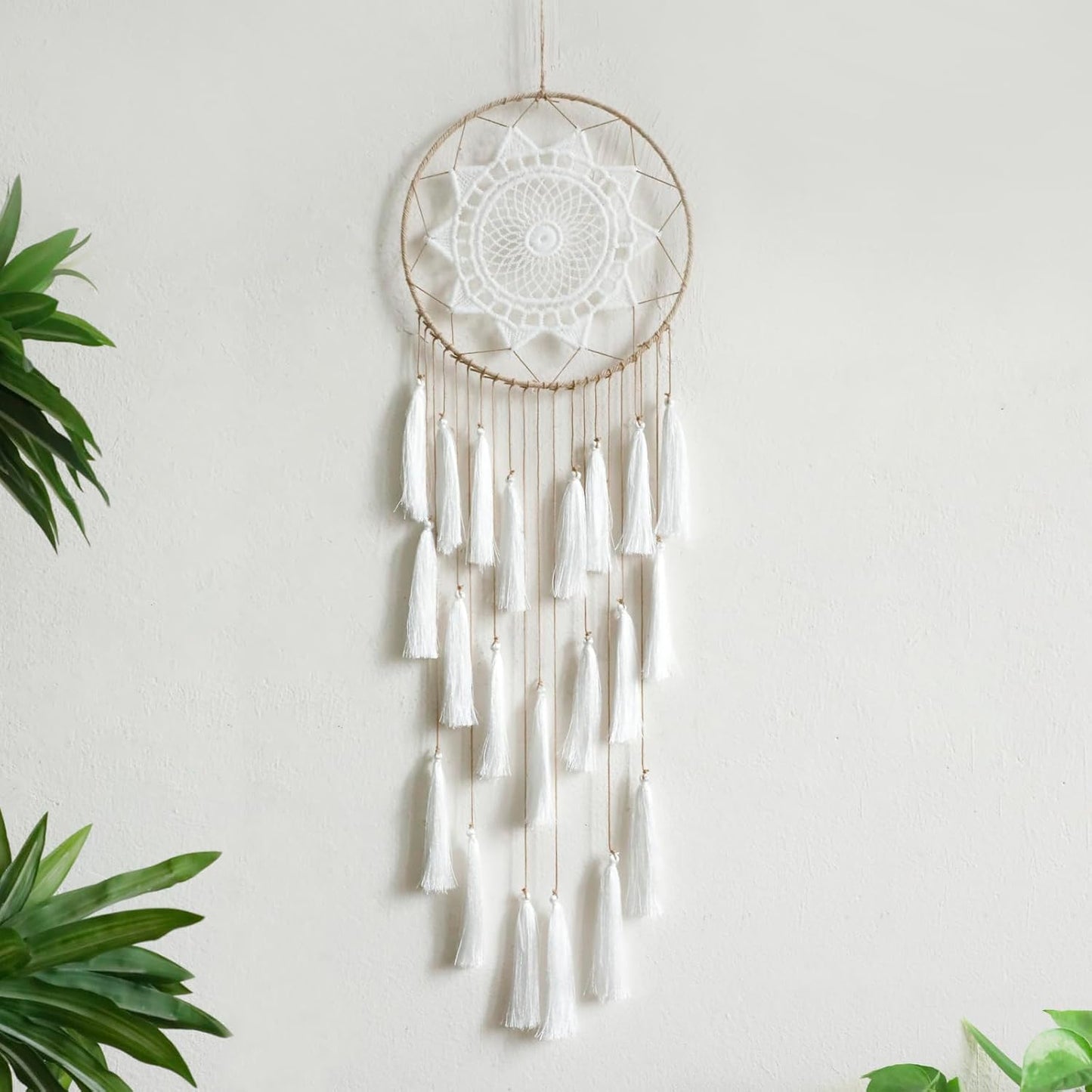 Macrame Dream Catchers for Bedroom - Tassel Wall Hanging Handmade Dreamcatchers Home Decor with Tassel Feather Ornament Craft Blessing Gift (Mix Brown)