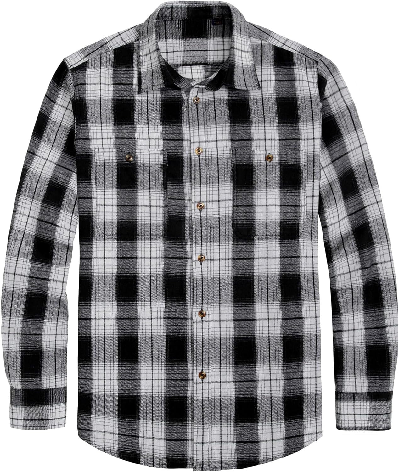 Flannel Shirt for Men Plaid Long Sleeve Casual Button down Shirts Regular Fit Cotton Buffalo Checkered Top with Pockets