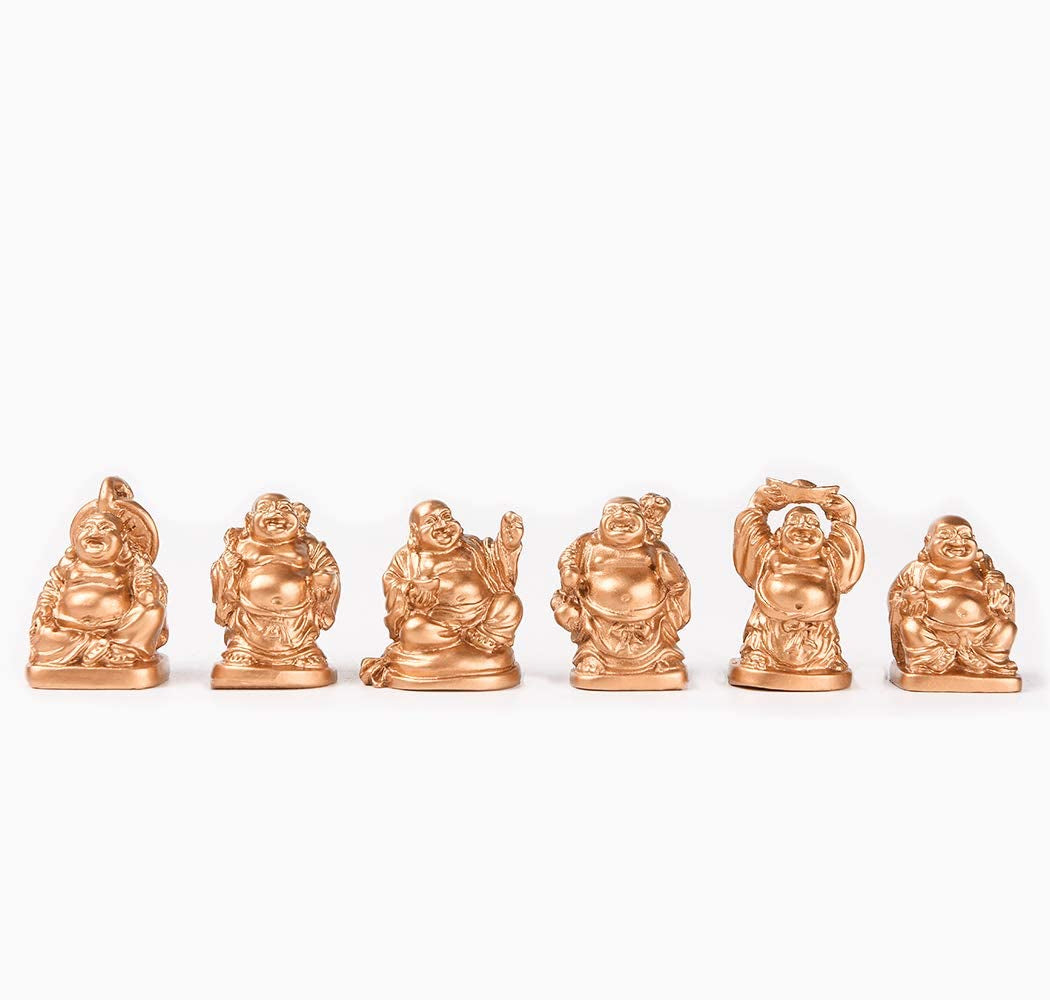 BRABUD 2'' Red Resin Laughing Buddha Figurines Good Gift and Collection Set of 6