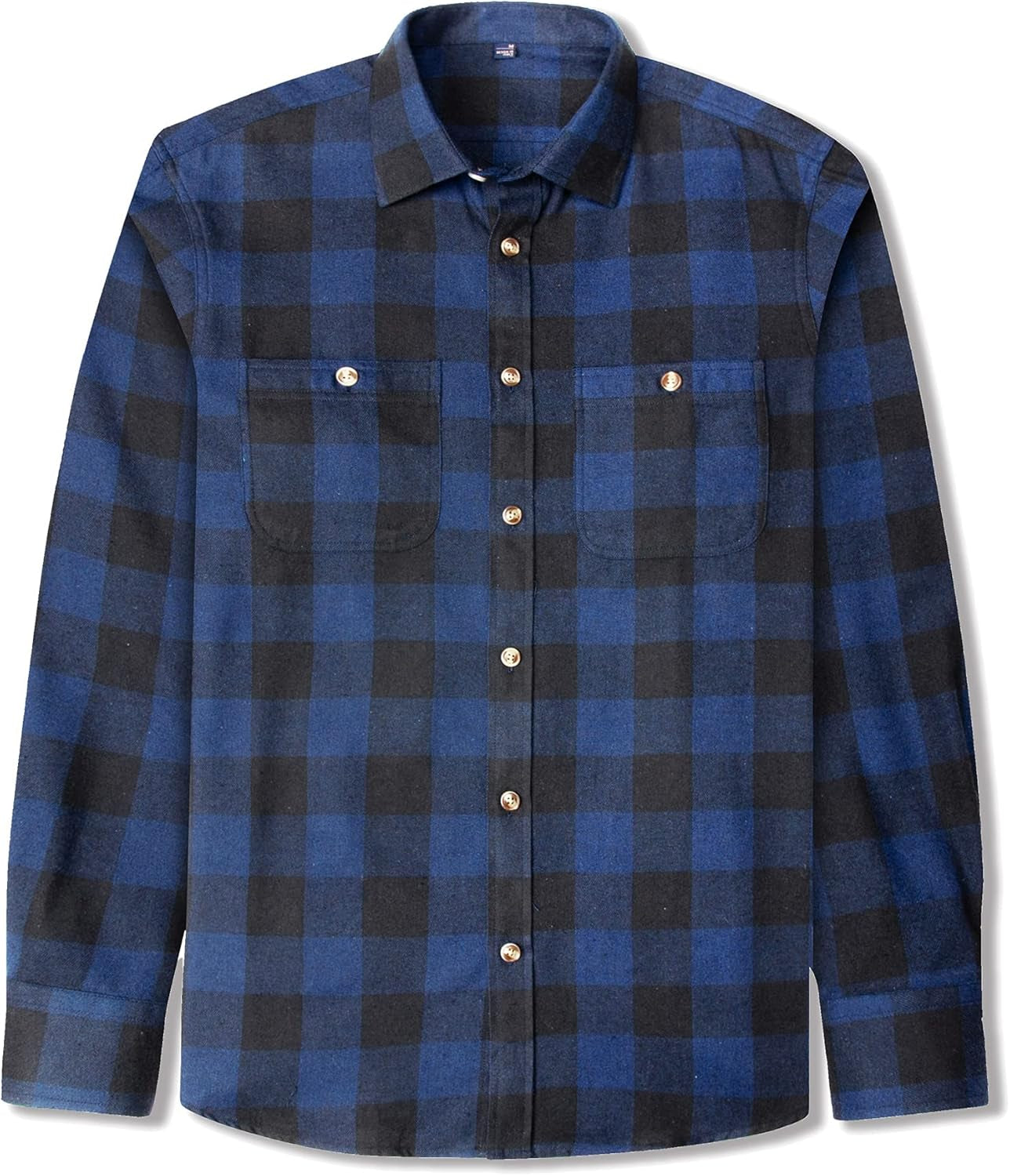 Flannel Shirt for Men Plaid Long Sleeve Casual Button down Shirts Regular Fit Cotton Buffalo Checkered Top with Pockets