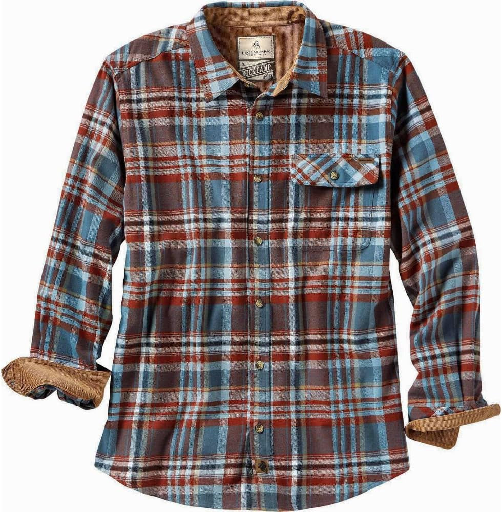 Men'S Flannel Shirt Long Sleeve Button down 100% Cotton