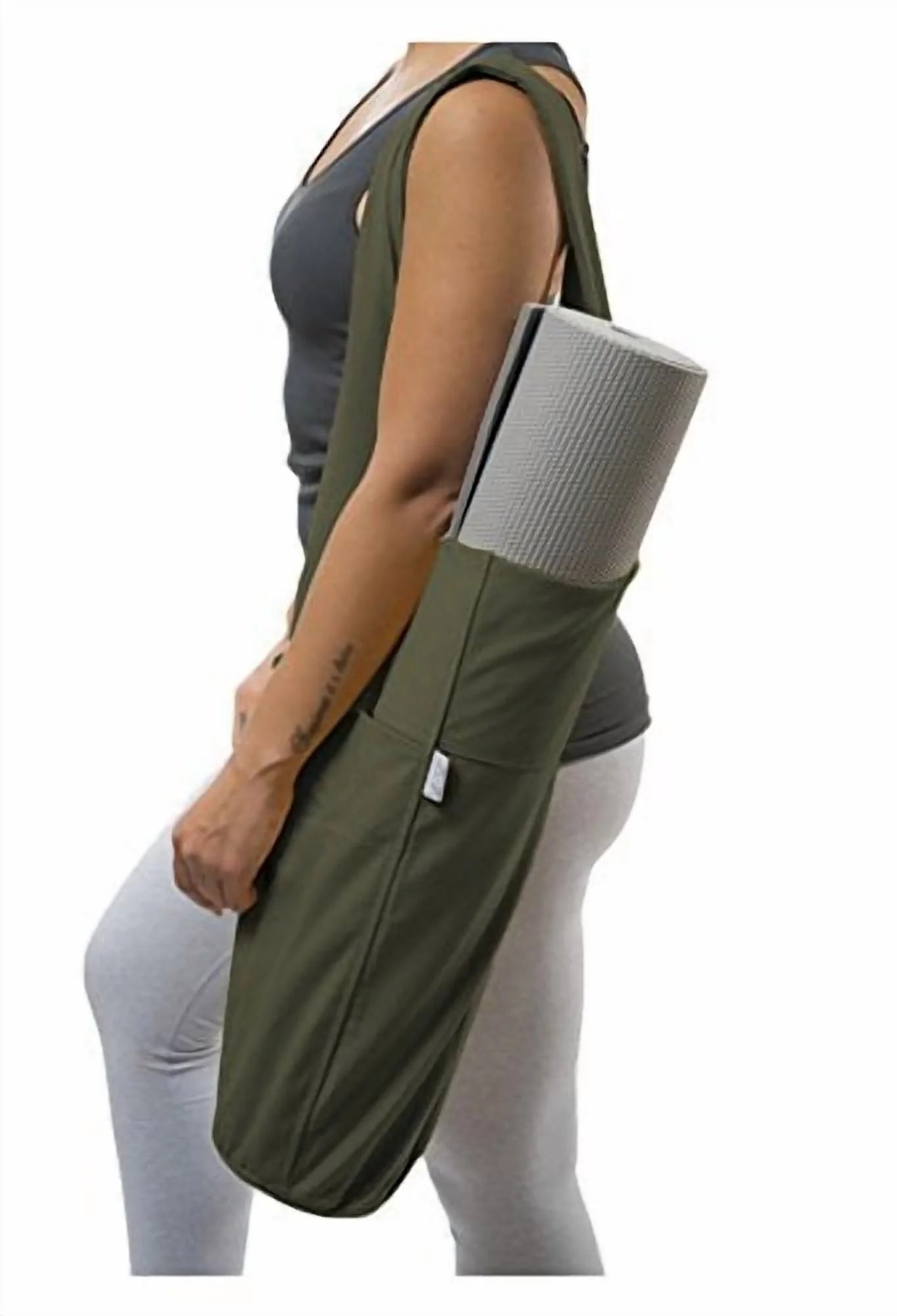 Yoga Mat Bag | the Original tote | Yoga Mat Tote Sling Carrier with Large Side Pocket & Zipper Pocket | Fits Most Size Mats (Olivine Green)