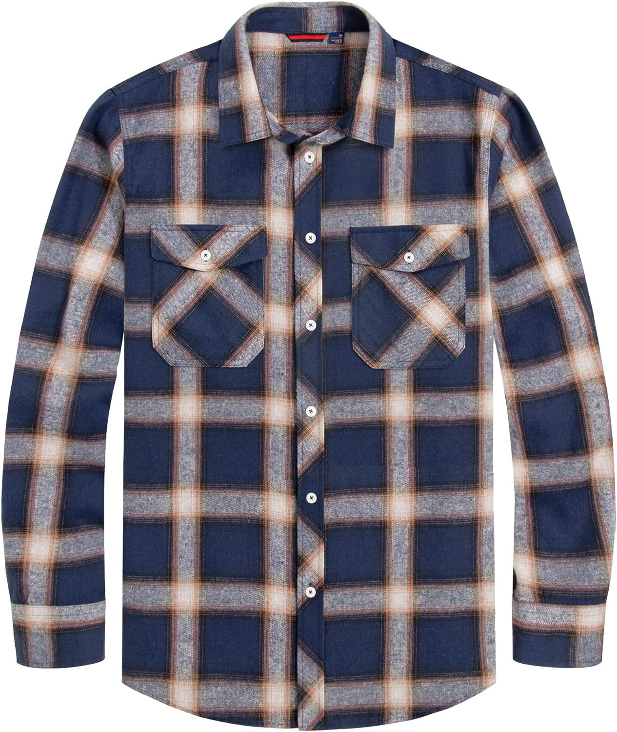 Flannel Shirt for Men Plaid Long Sleeve Casual Button down Shirts Regular Fit Cotton Buffalo Checkered Top with Pockets