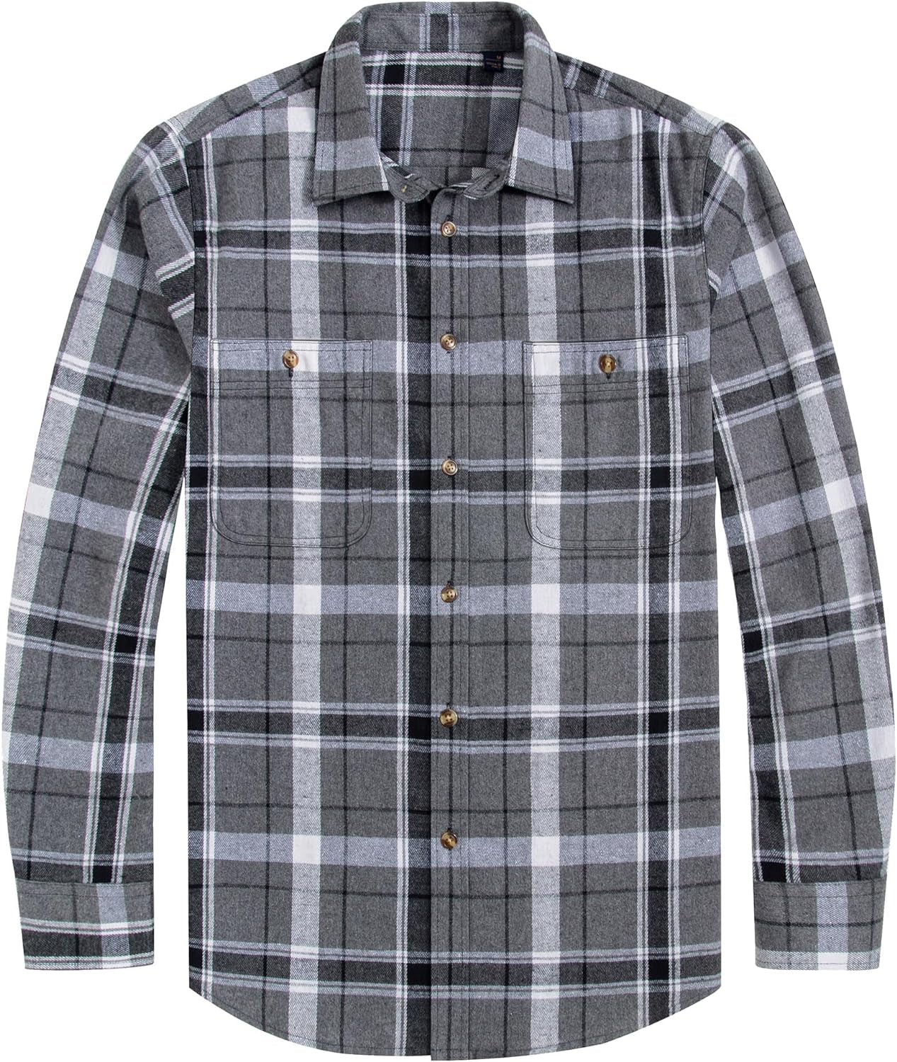 Flannel Shirt for Men Plaid Long Sleeve Casual Button down Shirts Regular Fit Cotton Buffalo Checkered Top with Pockets
