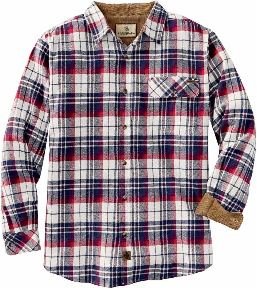 Men'S Flannel Shirt Long Sleeve Button down 100% Cotton