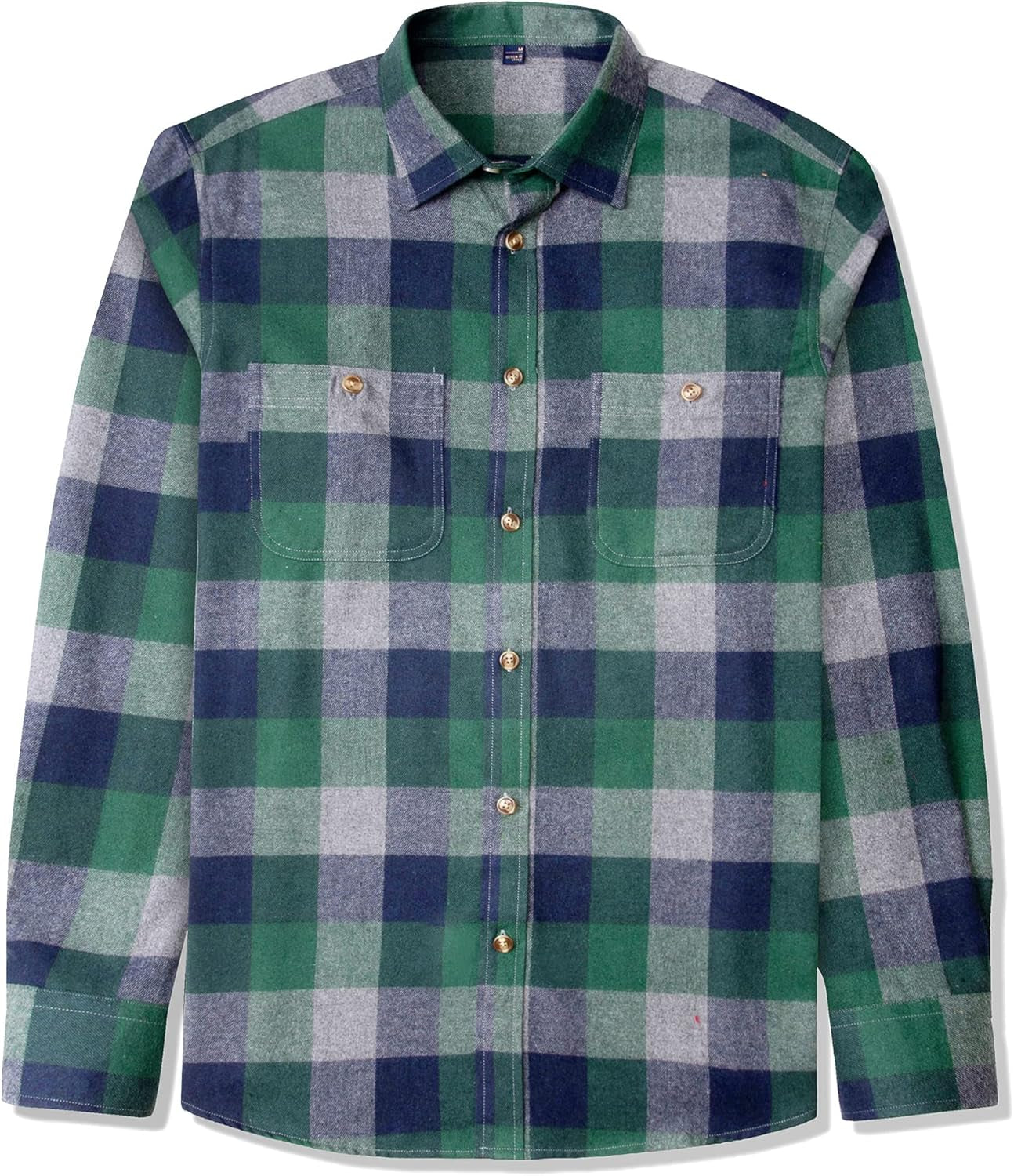 Flannel Shirt for Men Plaid Long Sleeve Casual Button down Shirts Regular Fit Cotton Buffalo Checkered Top with Pockets
