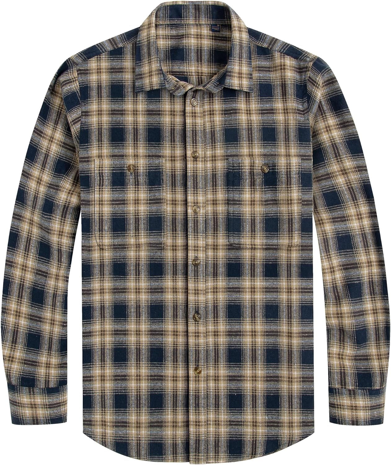 Flannel Shirt for Men Plaid Long Sleeve Casual Button down Shirts Regular Fit Cotton Buffalo Checkered Top with Pockets