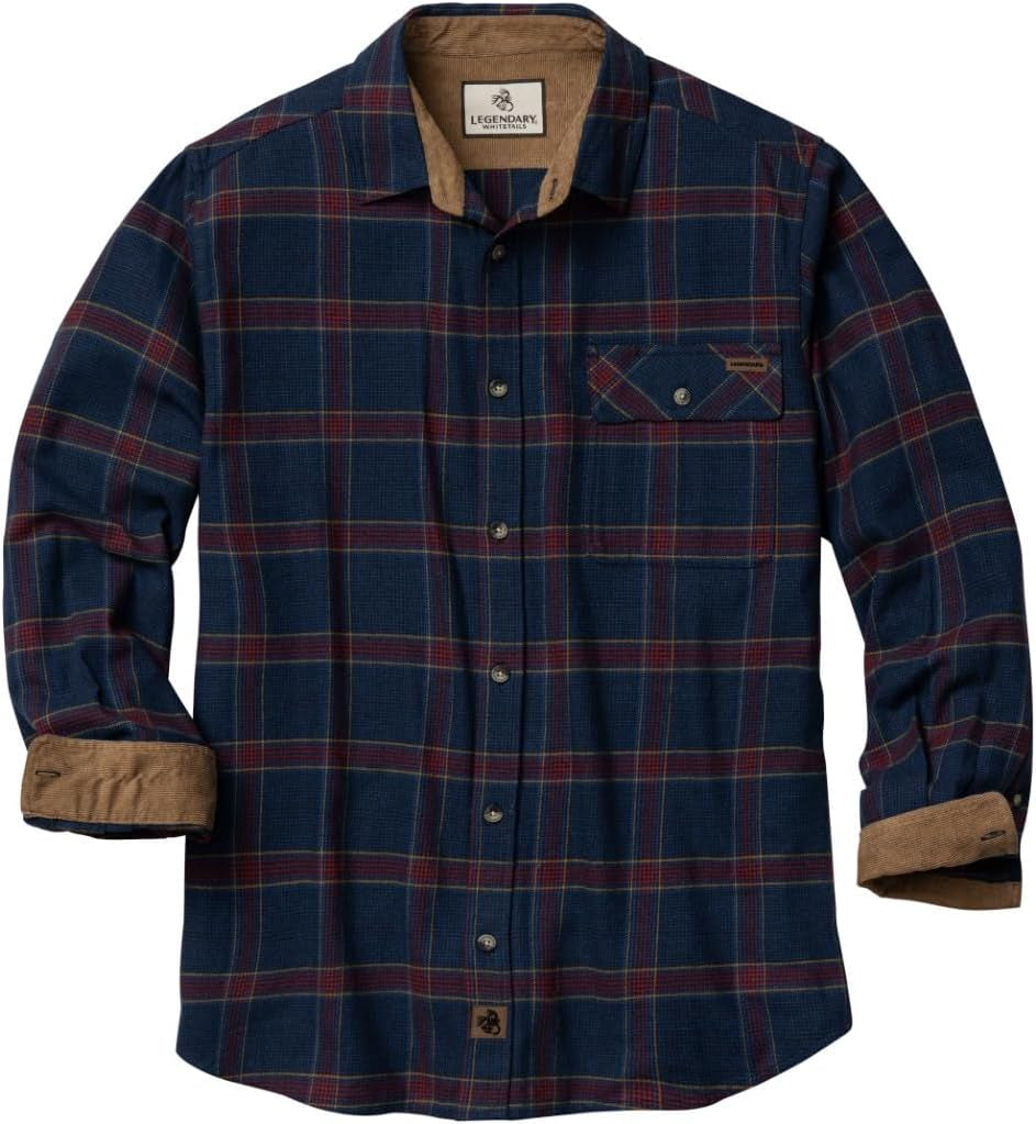 Men'S Flannel Shirt Long Sleeve Button down 100% Cotton