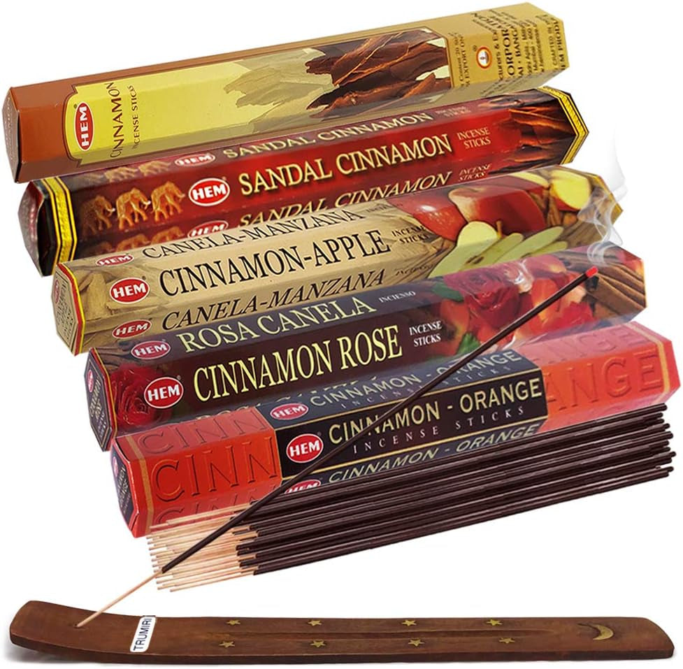 Hem Incense Sticks Variety Pack #1 and Incense Stick Holder Bundle with 5 Celestial Themed Fragrances