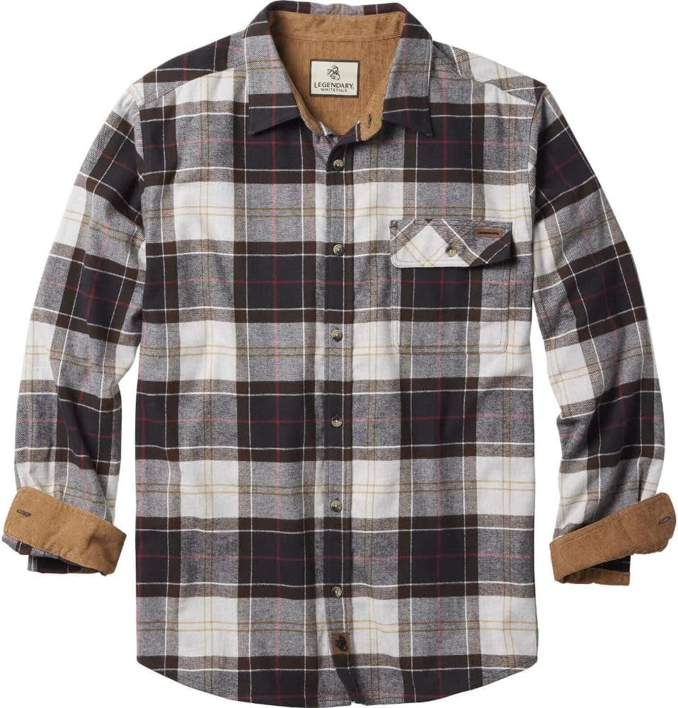 Men'S Flannel Shirt Long Sleeve Button down 100% Cotton
