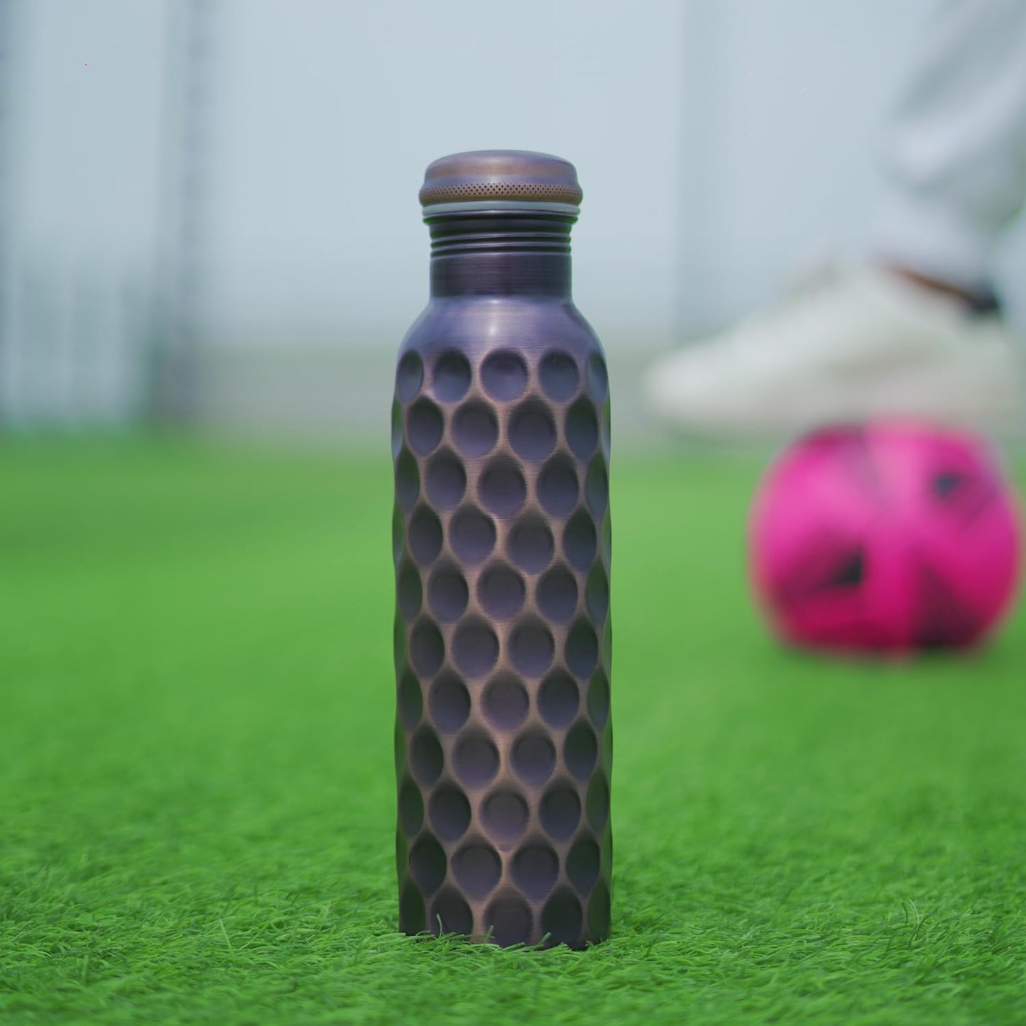 Pure Copper Water Bottle 34 Oz Leak Proof 100% Pure - Ayurvedic Copper Vessel - Drink More Water and Enjoy the Health Benefits Immediately - for Gym, Yoga Bottle (Diamond 2)